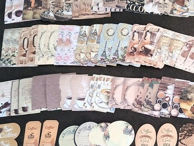 200 Pc Scrapbooking Supplies Paper Craft Kit Cottagecore Vintage Coffeè Diary 
