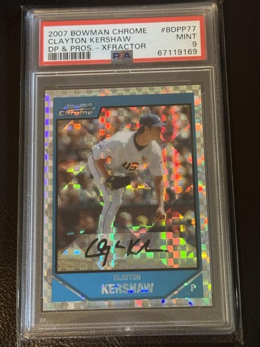 2007 Bowman Chrome Draft Clayton Kershaw RC Rookie Xfractor /299 #BDPP77 PSA 9