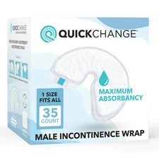 QuickChange Men's Incontinence Wrap | Maximum Absorbency | One-Size | 35 Count