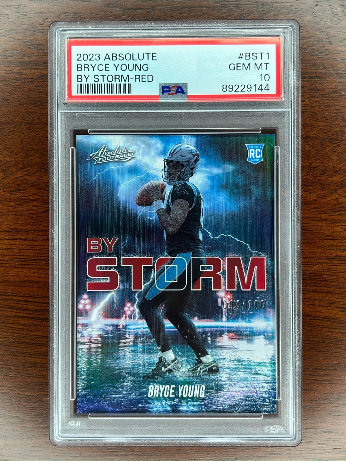 Bryce Young 2023 Panini Absolute RC Rookie #BST-1 By Storm - Red /100 PSA 10