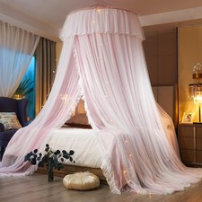 AIKASY Princess Bed Canopy for Girls  Adults, Elegant Double-Layer Bed Curta...