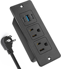 Recessed Power Strip USB, 20W Fast Charging Furniture Outlet - 2 AC  3 USB 2 U