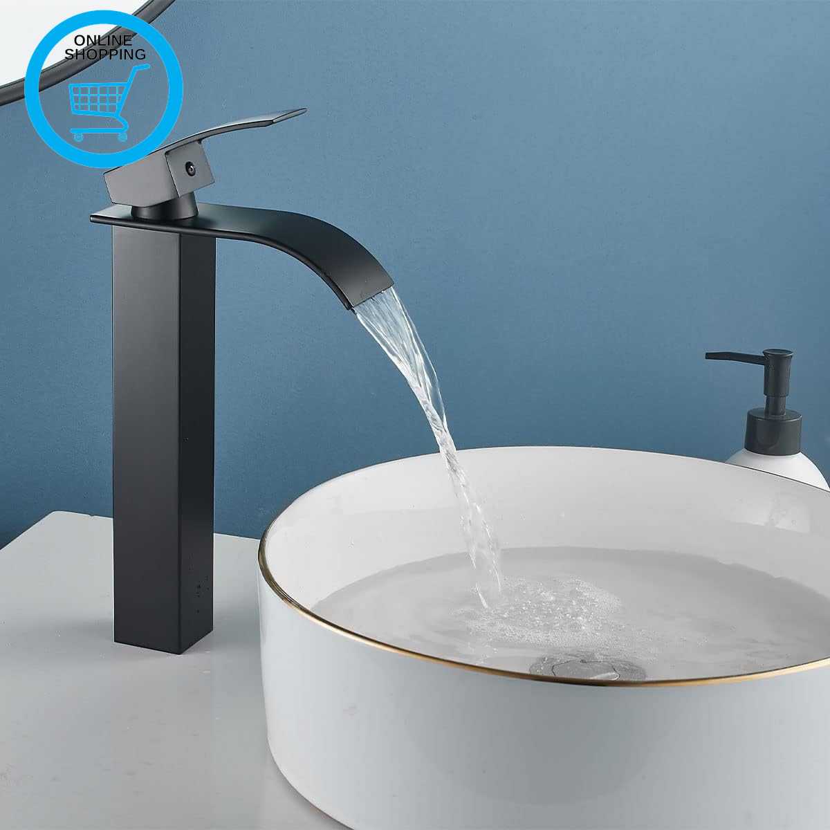 Waterfall Bathroom Basin Mixer Tap, High Rise Bathroom Sink Faucet, Mono Single