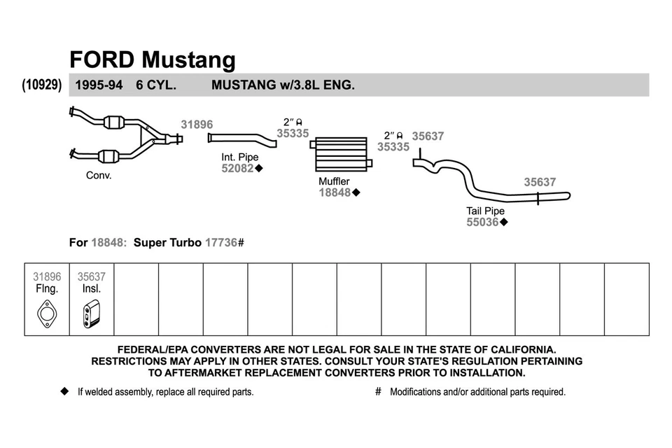 For Ford Mustang 86-04 Walker 31896 Stainless Steel Bare 2-Bolt Exhaust Flange Foto 4 de 4