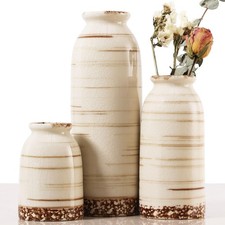 Ceramic Vase Set of 3 - Handcrafted Ceramic Vases for Home Decor & Shelf - Mo...