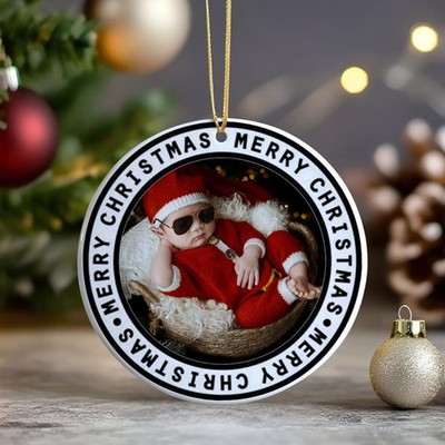 Personalisierte Keramik Deko - Frohe Weihnachten Rahmen Baby Familie Foto süß
