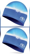 New Lot Of 2 Junior Silicone Swim Caps Athletic Works Blue