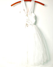Faybox Miniature Bride Bridesmaid Flower Girl White Dress S 2-3 Tulle Lace New