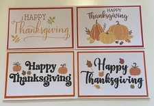 “Happy Thanksgiving-White Color-Blank Note Cards set of 4 Handmade-Holiday-