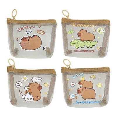Modern Capybara Small Item Holder Practical Mesh Coin Bag Change Purse for Women