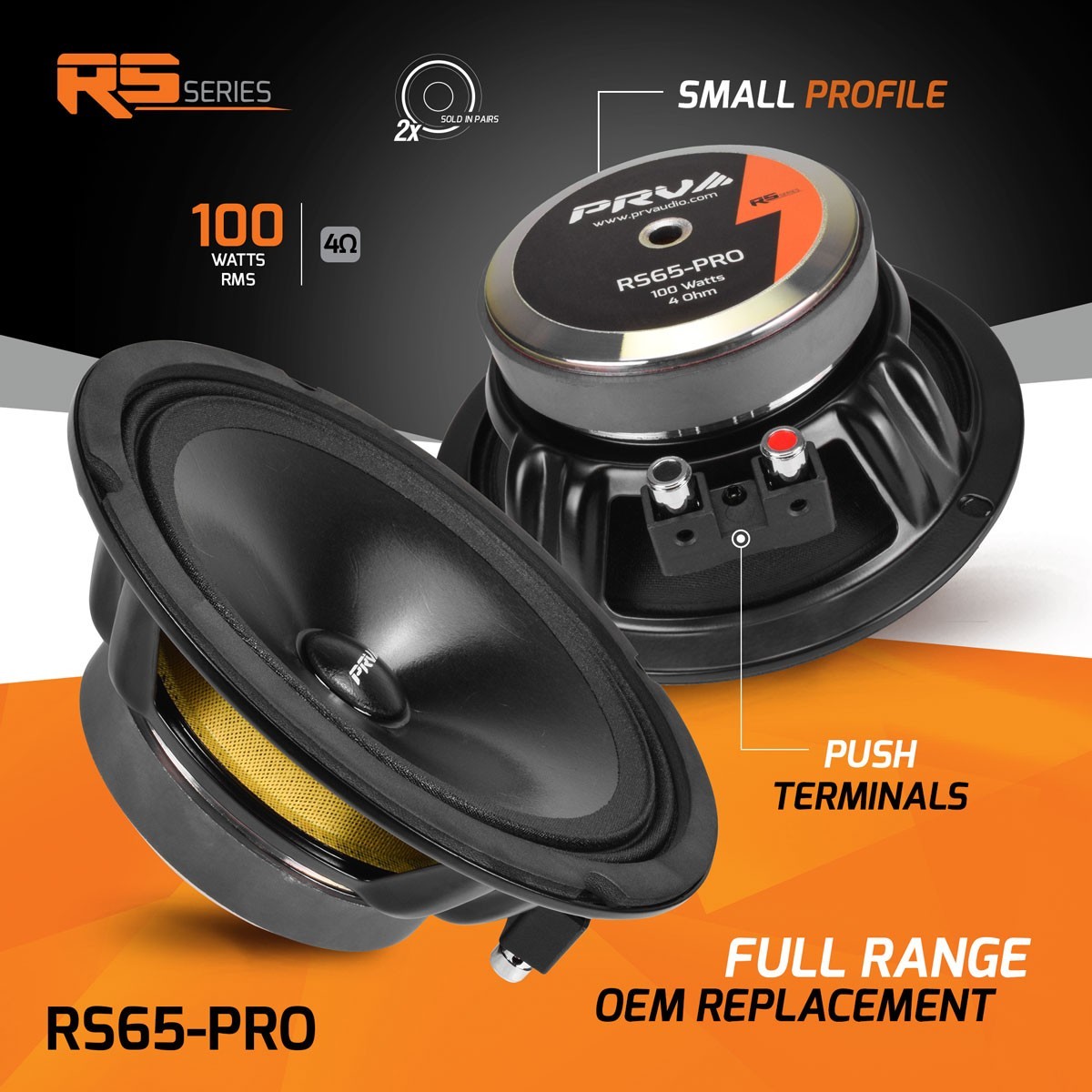 2x PRV Audio 6.5″ Fullrange Car Speaker OEM Replacement 200 Watts