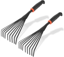 2 Pcs Gardening Hand Rake 14.5" Alloy Steel Short Handle Shrub Rake for Soil ...
