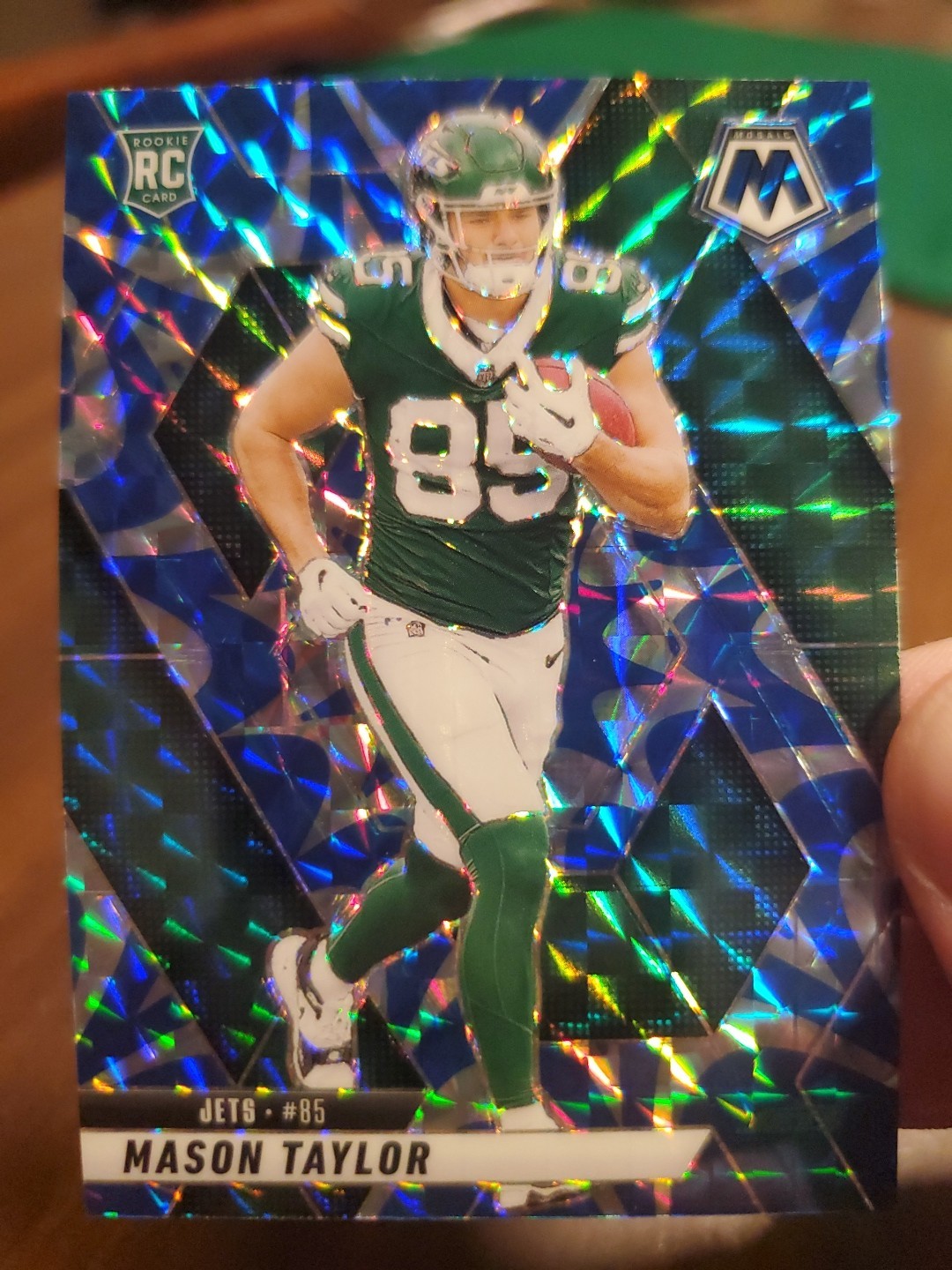 2025 Panini Mosaic #324 Mason Taylor Blue Reactive Mosaic Prizm RC JETS