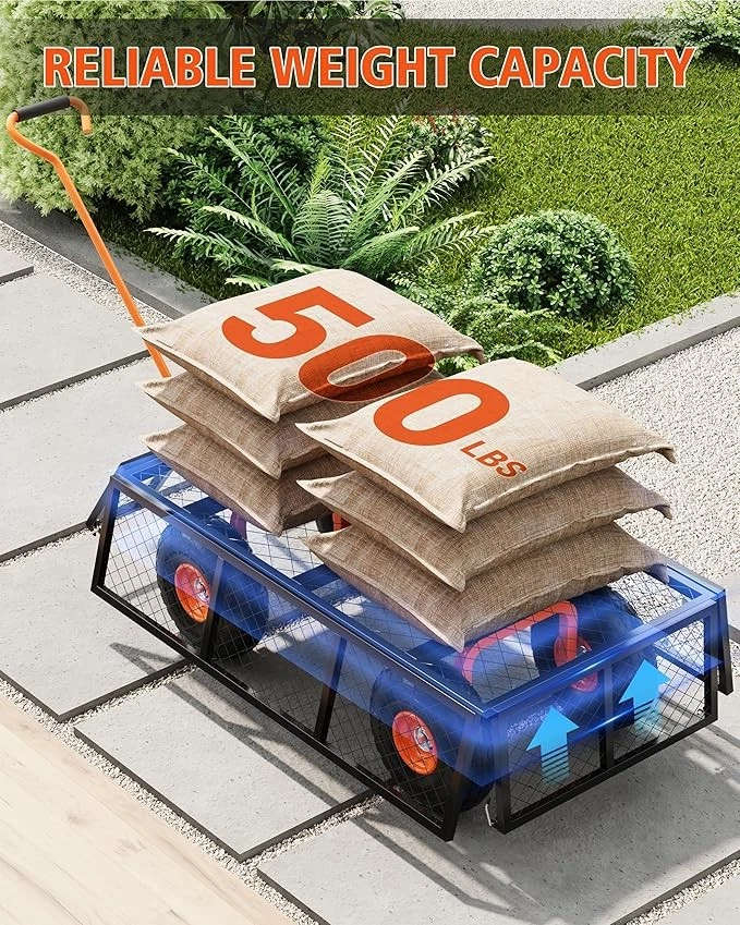 Heavy Duty Large Capacity Steel Garden Cart Metal Utility Garden Carts and Wagon - Image 3 of 4