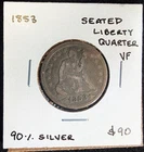 1853 Seated Liberty 25C - VF