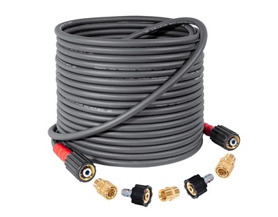 Super Flexible Pressure Washer Hose 50FT X 1/4'', Kink Resistant 3200 PSI Heav...