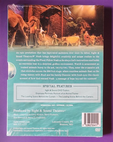 Noah Sight and Sound Theatres DVD Musical Bible Story Christian Family Ark NEW - Picture 2 of 2