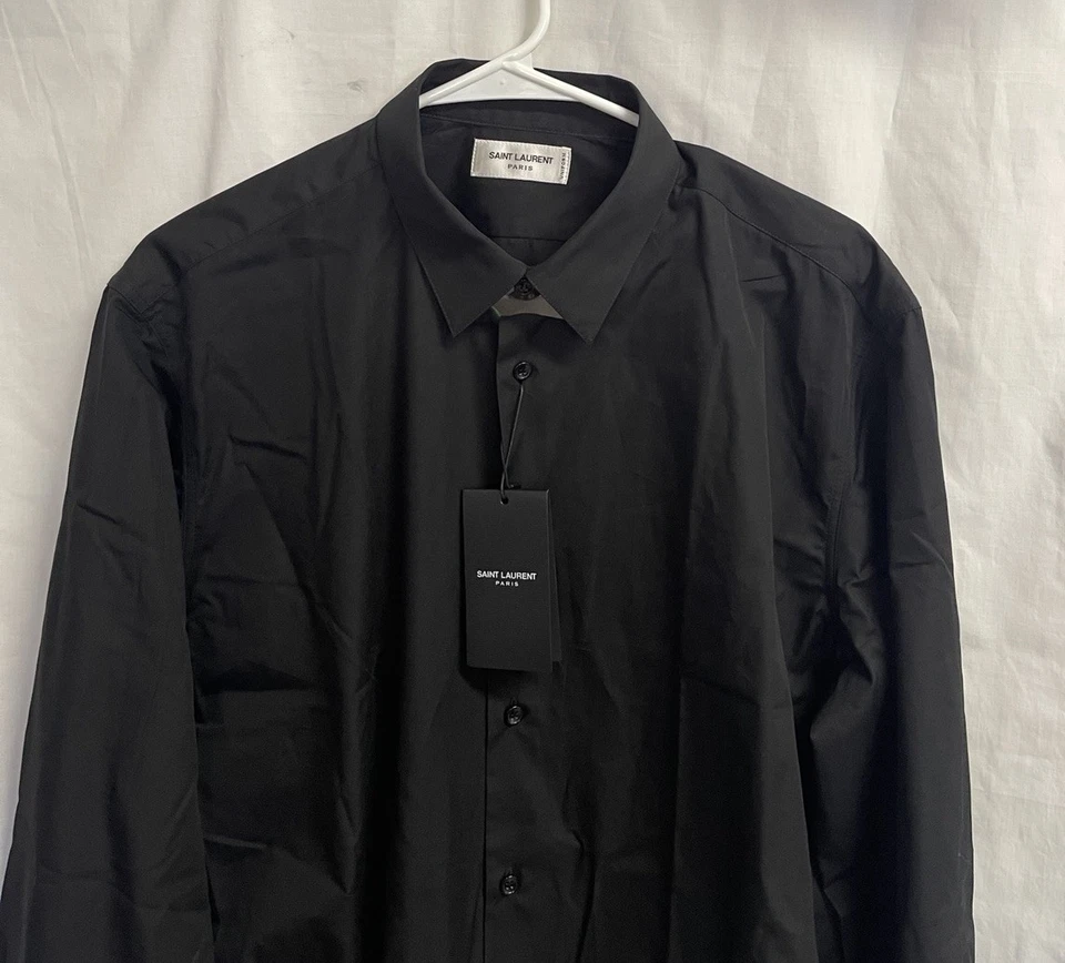 Nuevo con etiquetas CAMISA SAINT LAURENT PARIS YSL Para hombres UNIFORME NEGRO Abotonada L/S talla 41/16 Foto 2 de 4