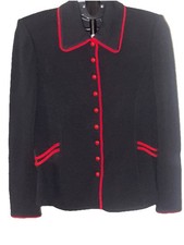 ST JOHN COLLECTION BY MARIE GRAY KNIT Cardigan JACKET Made in USA Red  Black