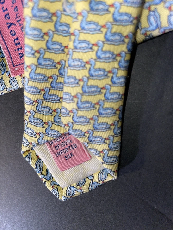 Vinyard Vines Silk Yellow Duck Tie Preppy — 第 4/4 张图片