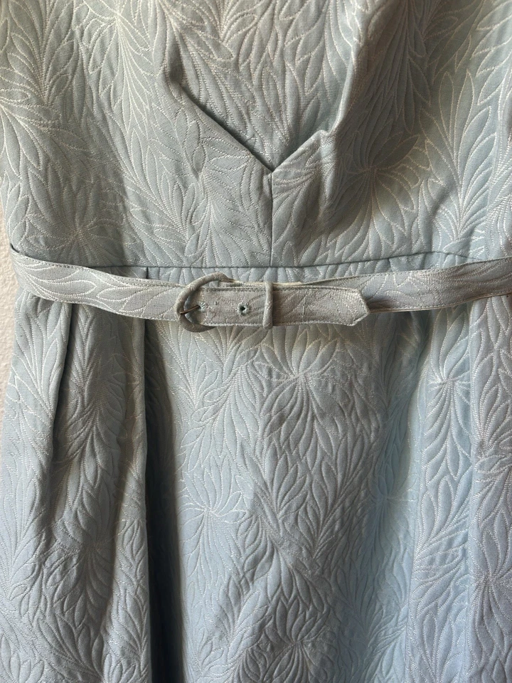 Vestido flare acolchoado floral vintage anos 60 tamanho 7 forrado com cinto Jackie Kennedy LEIA - Imagem 3 de 4