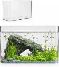 10 Gallon Ultra Clear Glass Fish Tank, Rimless Curved Edge Small Aquarium Ther