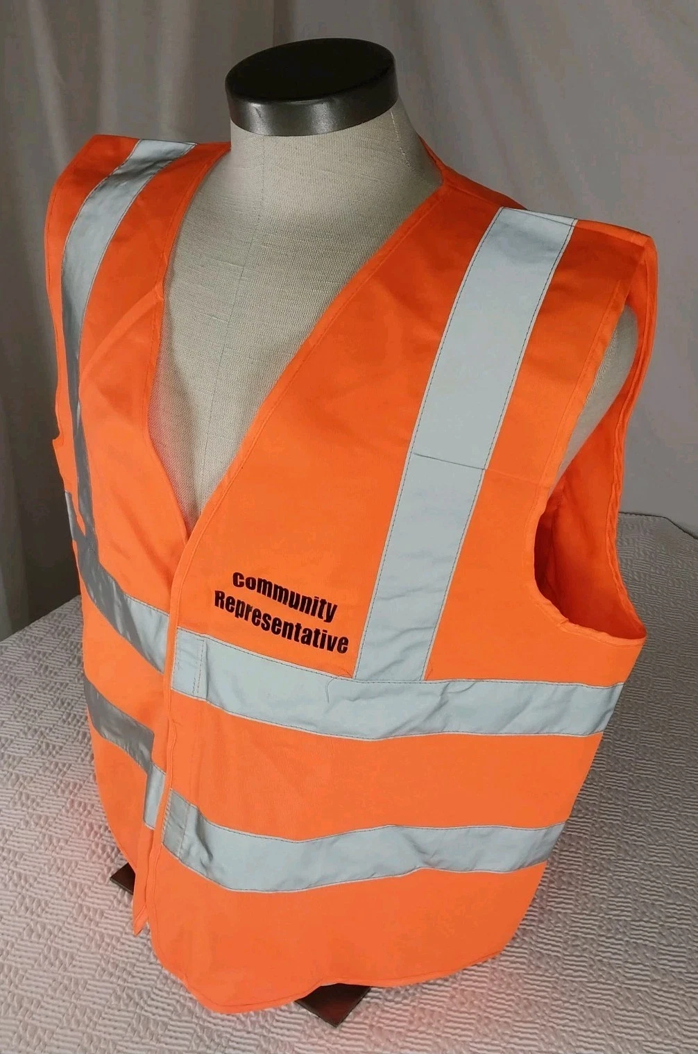 Orange Safety Vest w/ Reflective Strips XL Safety Gear High Visibility Costume image 7