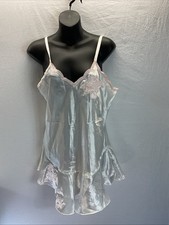 Vintage Victoria  s Secret Nightie Gown Lingerie chemise satin beaded Size S