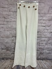 House Of CB London Women’s Pants Stretchy Long Wide Flare Leg Gold Button Sz S