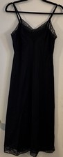 VTG Artemis Slip Dress Black Lace Romantic Size 36 Regular Nightgown Below Knee