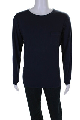 Nonnative Mens Long Sleeve Front Pocket Crew Neck Shirt Blue Size 