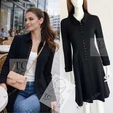 CHANEL 96A Vintage Black Wool Jacket Coat CC Gold Button Karl Lagerfeld 34 US2