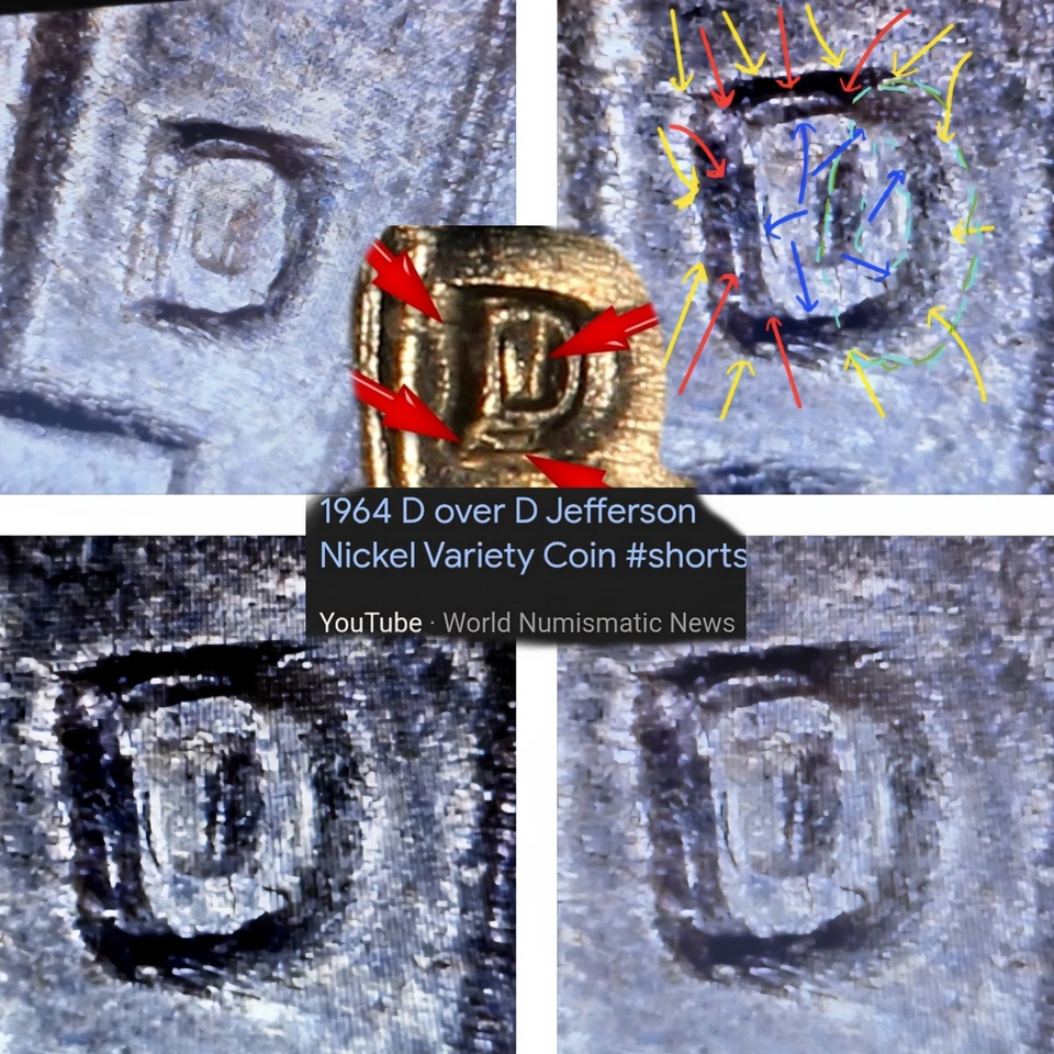 READ 1964D Over D Repunched Mint Mark Jefferson Nickel Error Coin - Image 4 of 4