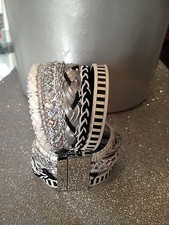 M3 Gioielli Braccialetto Aimente Strass Fascino Fantasia Nero/Bianco Nuovo