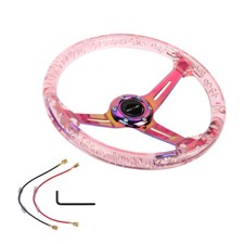 6 Holes 350mm Deep Dish Ralliart Pink Crystal Bubble Steering Wheel Neo Spoke 6 Holes 350mm Deep Dish Ralliart Pink Crystal Bubble Steering Wheel Neo Spoke