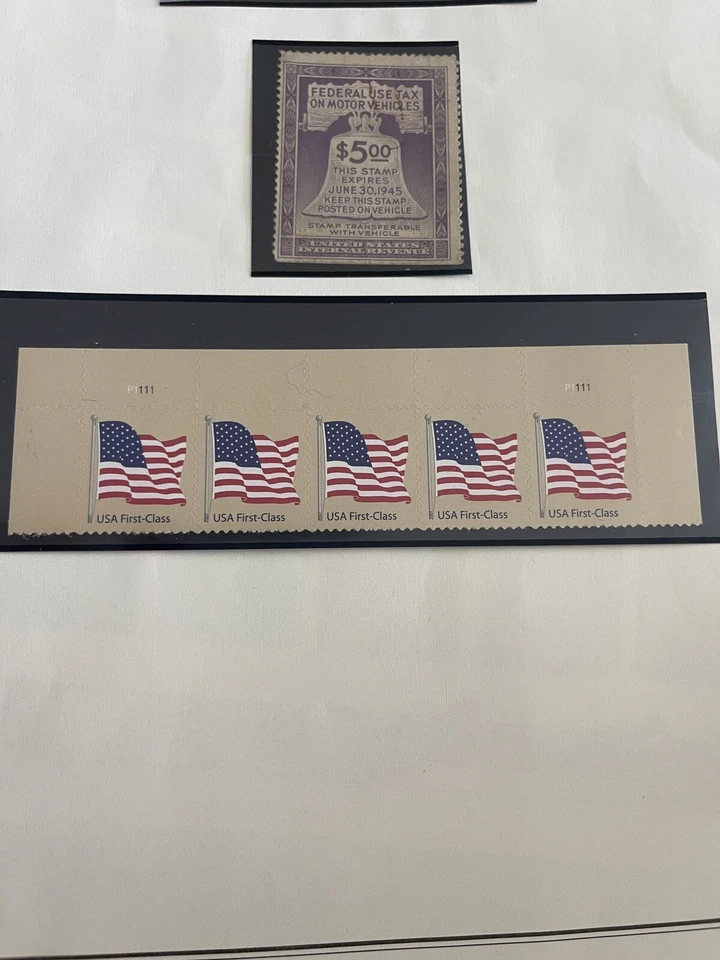 USA Stamps With FEDERAL USE TAX $5.00/ 1945,customs Service,flags First Class - Image 3 of 4