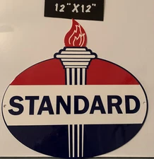 STANDARD Porcelain Like Heavy Gauge Metal Sign Service Station Sales Auto Gas Oi