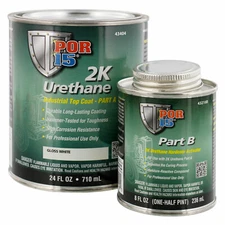 POR-15 43404 2K Urethane 2 Part Brilliant White Paint - Quart w/ Hardener