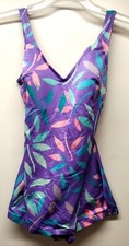 Vintage Union Made ILGWU Swimsuit Bathing Suit Size 14/36 One Piece Purple