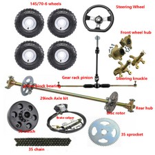 29" Rear Axle Kit 6" Wheels Front Steering Assembly Go Kart Cart Quad Trike ATV