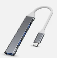 Ultra-Slim Data 4 Port USB 3.0 Hub for PC Laptop, Type C 2.0 to 4 Port USB 2