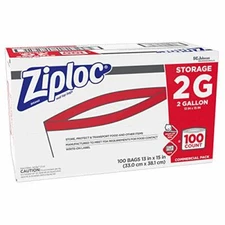 ZIPLOC Food Storage Bags Double Zipper 2 Gallon 100 Pcs SC JOHNSON PROFESSIONAL