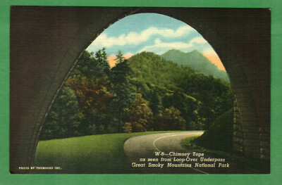 Postcard Chimney Tops Loop Over Underpass Great Smoky Mountains Tennessee TN