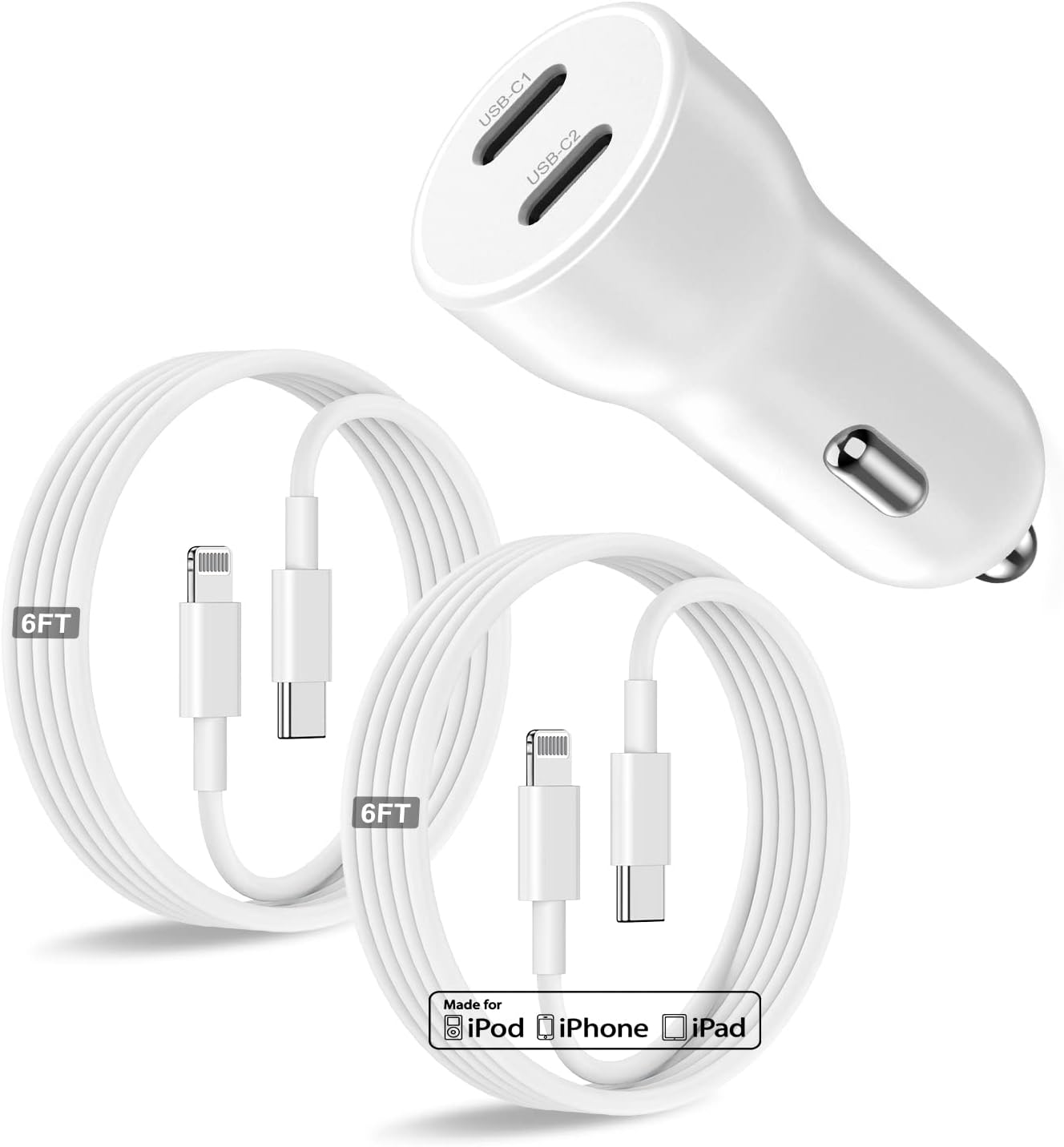 Iphone 14 13 Car Charger, [Apple Mfi Certified] 45W Dual Port USB C Rapid Apple