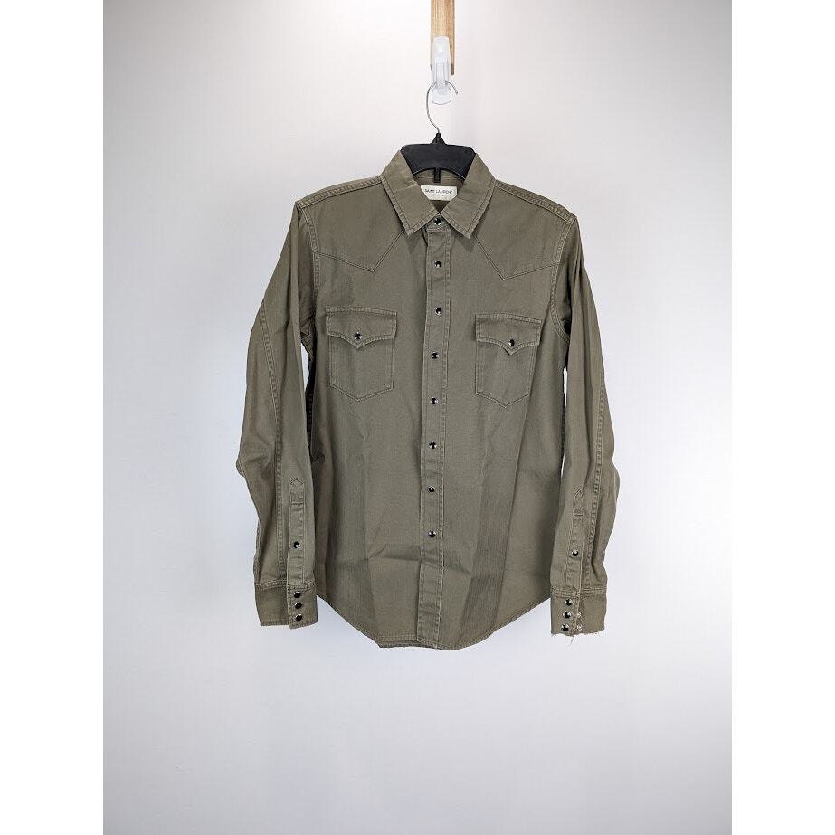 Saint Laurent Paris camicia verde nuova con etichetta M