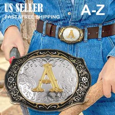 West-Cowboy Belt Buckle Initial Letters A to Z Cowboy Belt Buckles Unisex