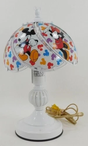 Vintage Disney Mickey Minnie Mouse Glass Panel/metal Tiffany Type Table Lamp