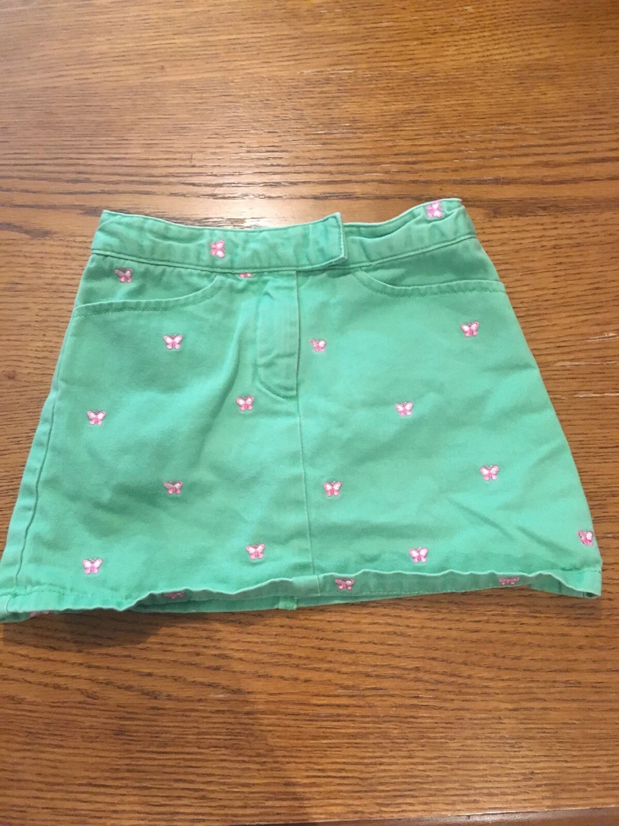 Stk565 Gap Factory Store Youth Girls Size 4 Skirt Green Butterfly