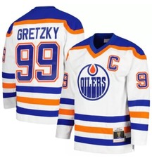 Mitchell Ness Wayne Gretzky White Edmonton Oilers 86/87 Blue Line Jersey SzXL