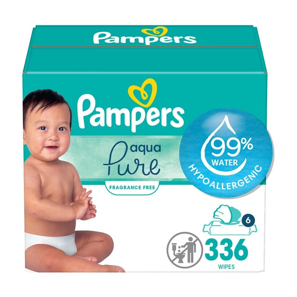 Pampers Aqua Pure Sensitive Baby Wipes 336 Count Hypoallergenic Unscented